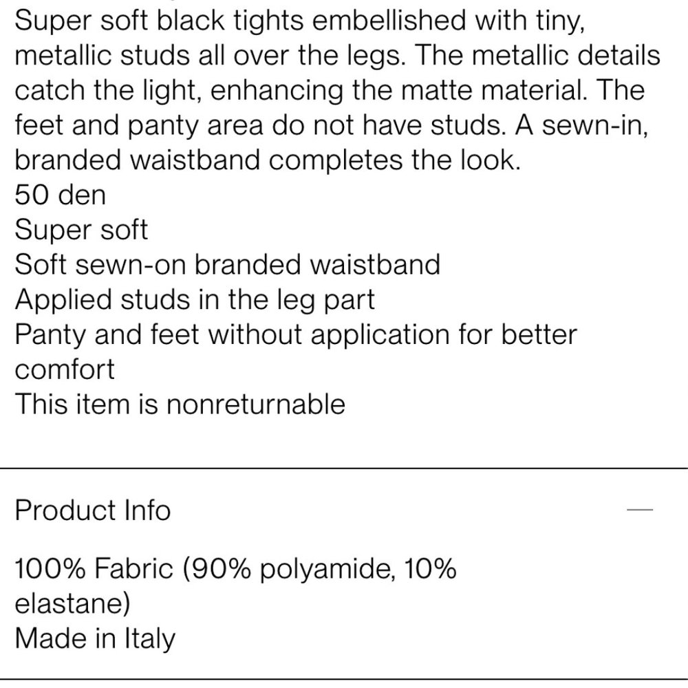 ❤️ WOLFORD $515 SERGIO ROSSI STUDS EMBELLISHED TIGHTS BLACK MEDIUM SPECIAL EVENT - Picture 11 of 11